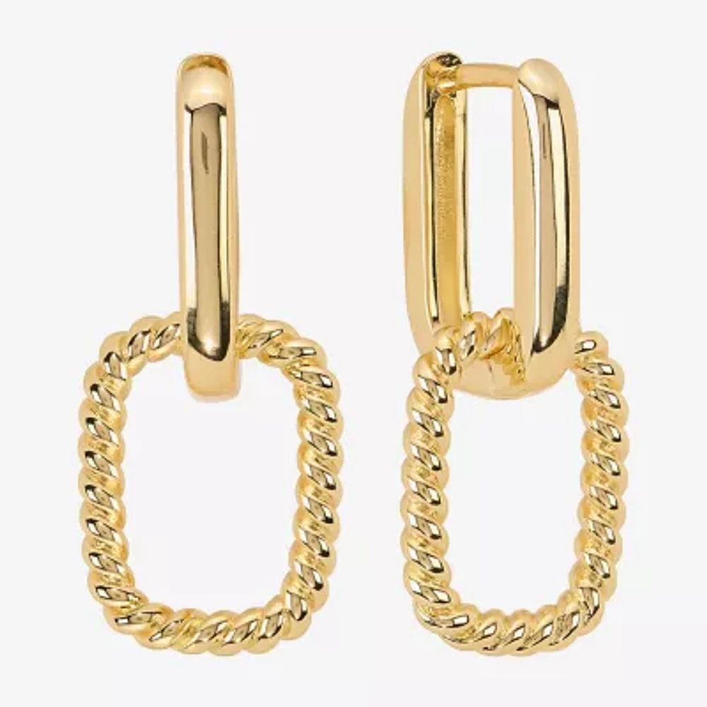 Silver Reflections Womens 14K Gold Over Brass Rectangular Drop Earrings