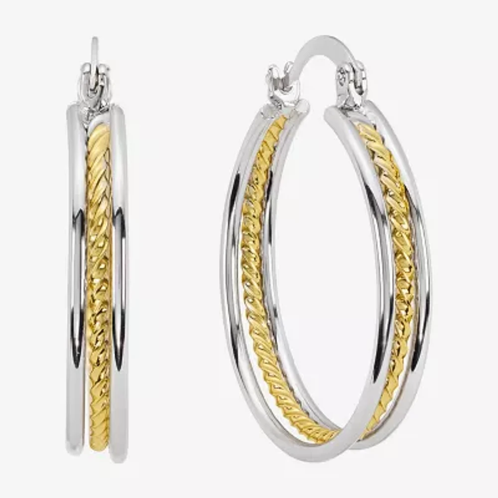Silver Reflections Womens 34.7mm Hoop Earrings