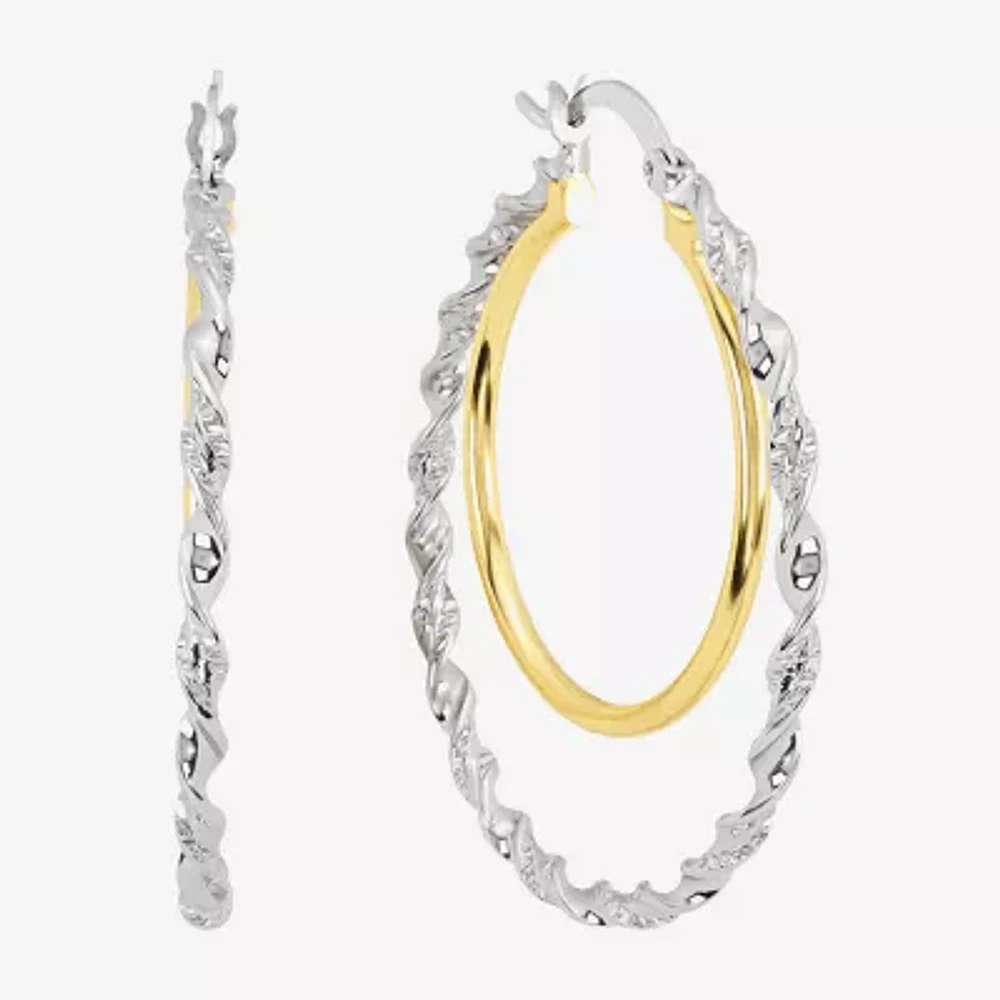 Silver Reflections Womens 41.9mm Hoop Earrings