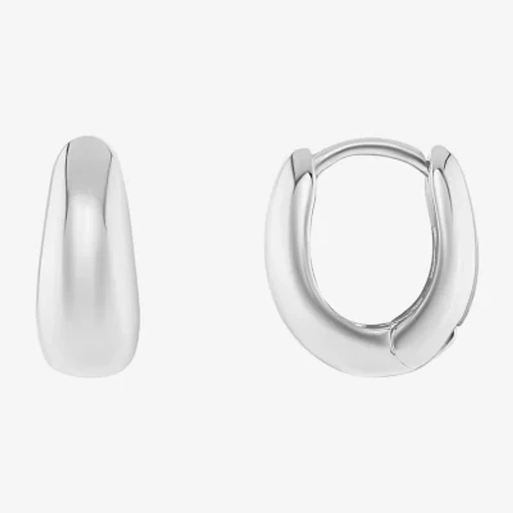 Silver Reflections Womens 18mm Hoop Earrings