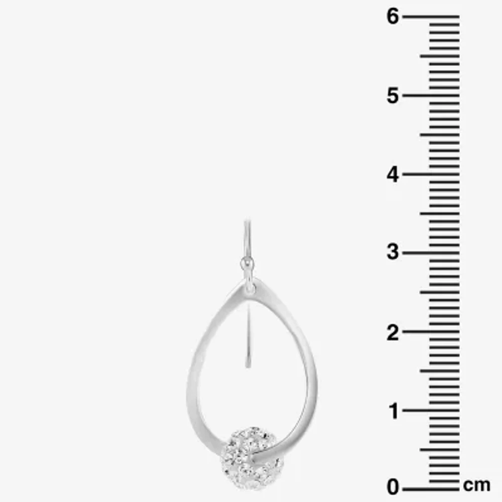 Sparkle Allure Womens White Crystal Pure Silver Over Brass Drop Earrings