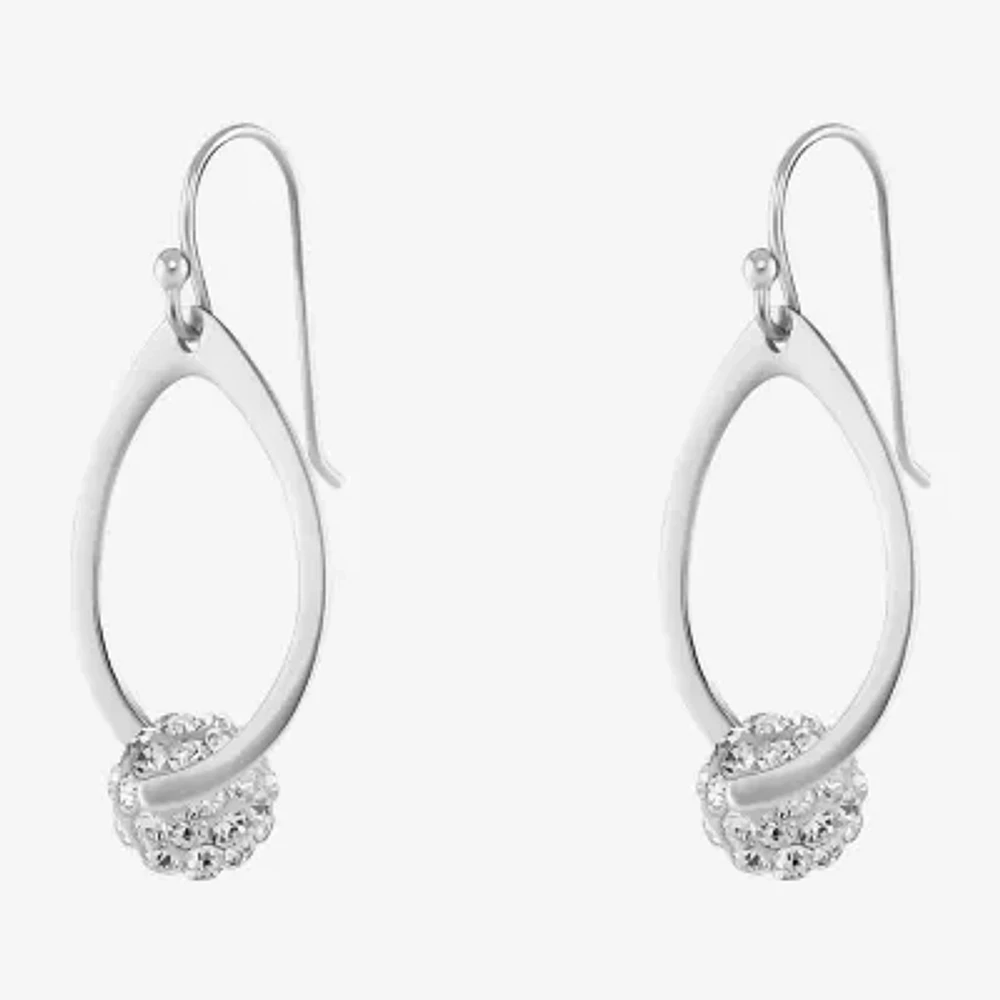 Sparkle Allure Womens White Crystal Pure Silver Over Brass Drop Earrings