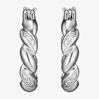 Sparkle Allure Diamond Accent Silver Over Brass Curved Hoop Earrings
