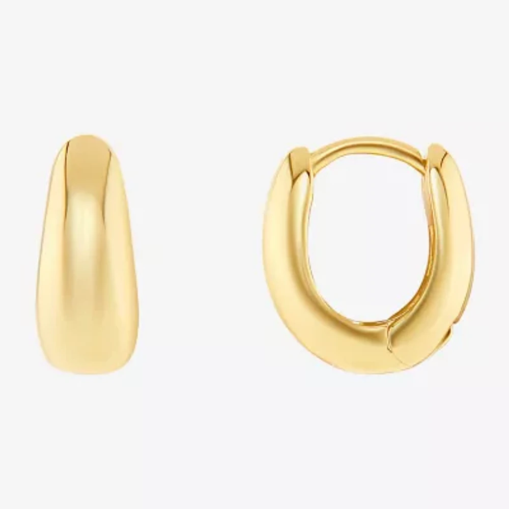 Silver Reflections Womens 14K Gold Over Brass 12mm Hoop Earrings