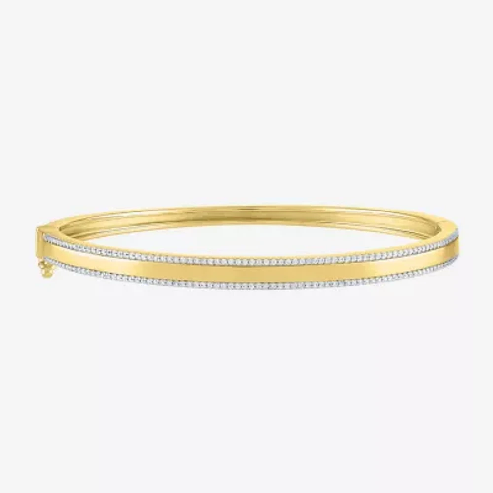 Diamond Addiction (G-H / Si2-I1) Womens 1/2 CT. T.W. Lab Grown White Diamond 14K Gold Over Silver Bangle Bracelet