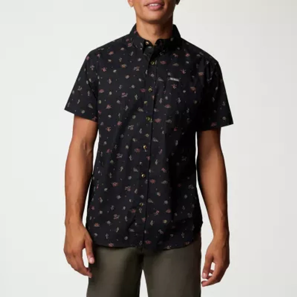 Columbia Mens Short Sleeve Regular Fit Stretch Fabric Button-Down Shirt
