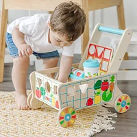 Melissa & Doug Wooden Shape Sorting Grocery Cart Interactive Toy