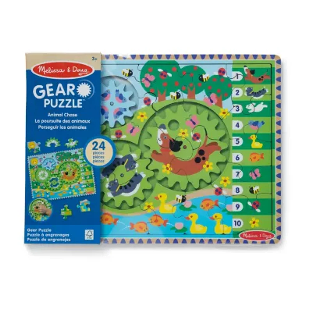 Melissa & Doug Animal Chase I-Spy Wooden Gear 24-pc. Puzzle