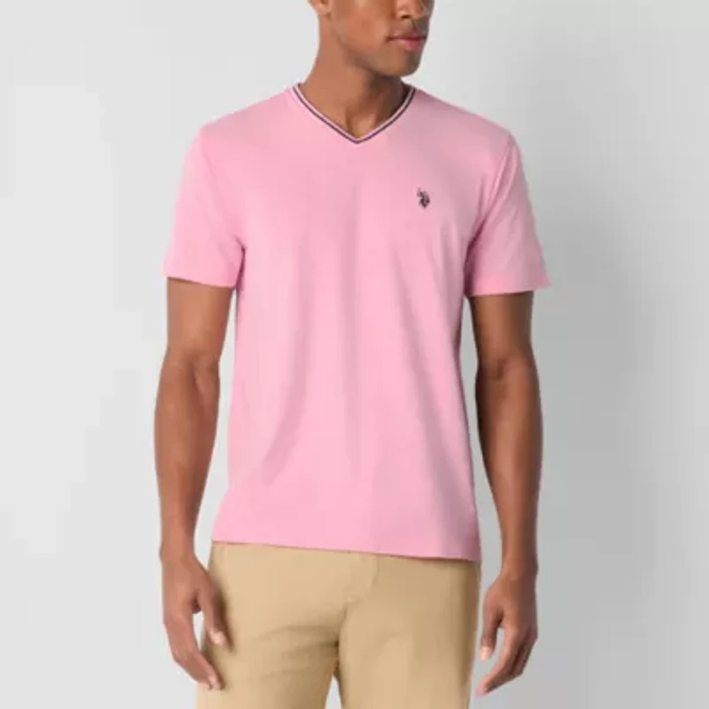 U.S. Polo Assn. Tipped Stretch Mens V Neck Short Sleeve Fabric T-Shirt