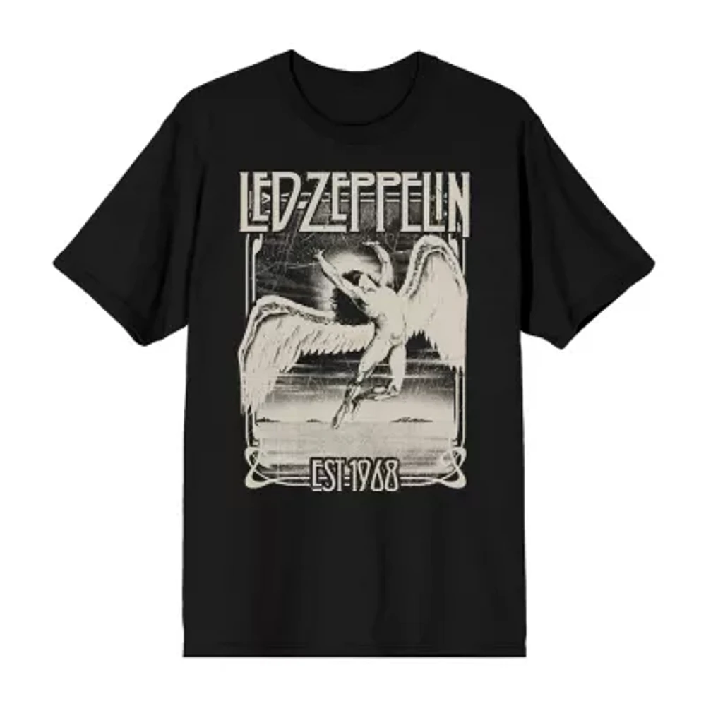 Novelty Led Zeppelin Mens Crew Neck Short Sleeve Relaxed Fit Graphic T-Shirt