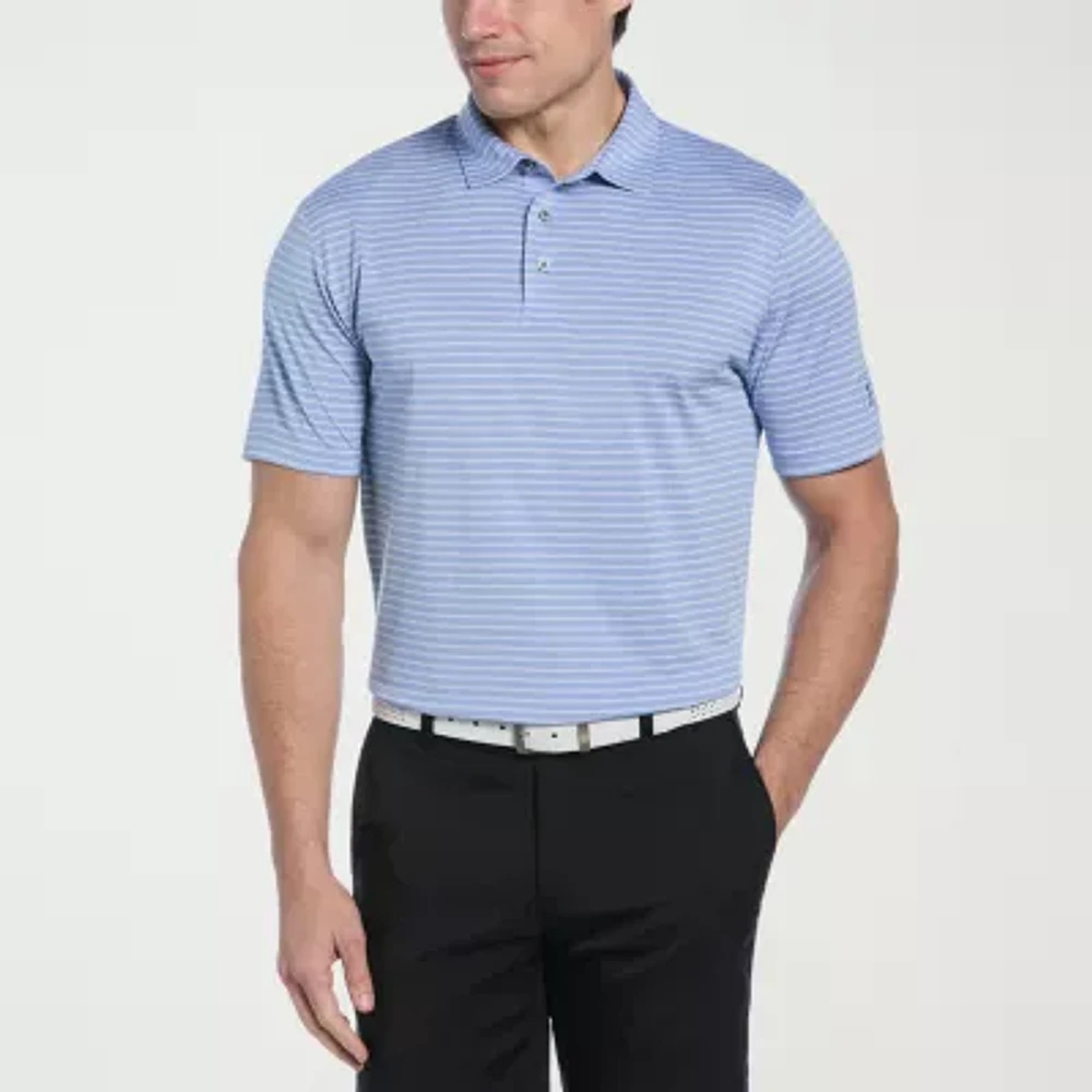 PGA TOUR Striped Heathered Mens Regular Fit Short Sleeve Polo Shirt