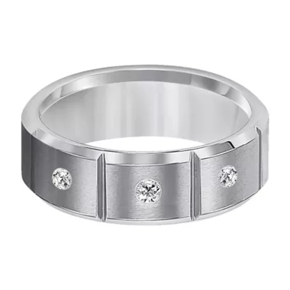 Limited Quantities! Mens 1/10 CT. T.W. White Diamond Ceramic Tungsten Band