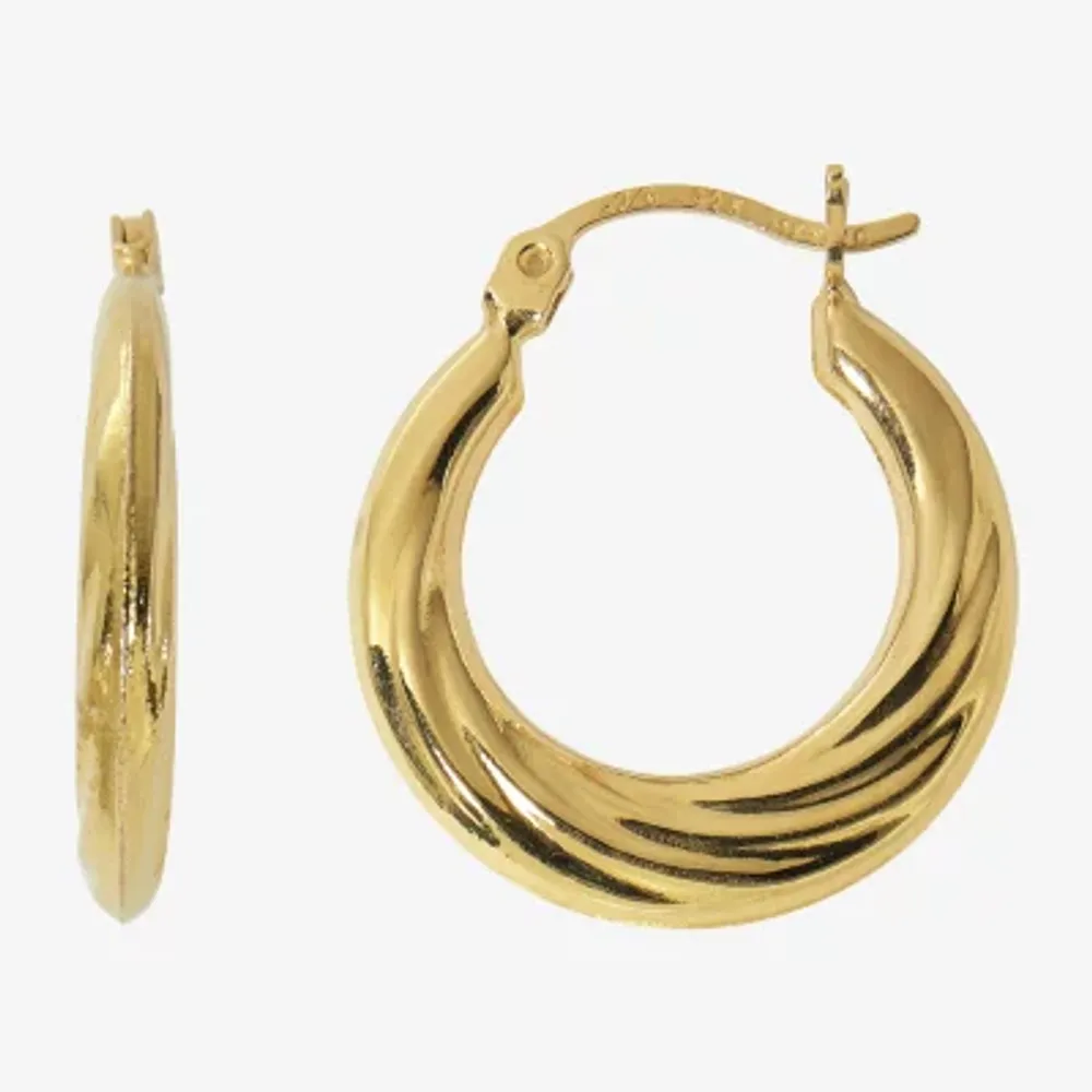 Womens 24K Gold Over Silver 20mm Hoop Earrings
