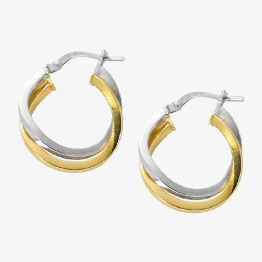 Womens 24K Gold Over Silver 18mm Hoop Earrings