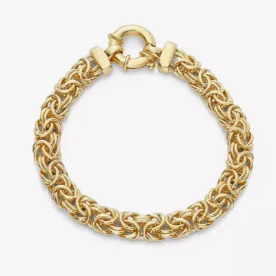 Made Italy Womens 14K Gold Over Silver 7.5 Inch Semisolid Byzantine Chain Bracelet