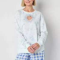 Cinnamaroll Embelished Heart Fleece Womens Crew Neck Long Sleeve Hello Kitty Juniors Sweatshirt