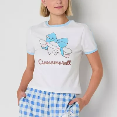 Cinnamaroll Ringer Tee Womens Crew Neck Short Sleeve Regular Fit Juniors Graphic T-Shirt