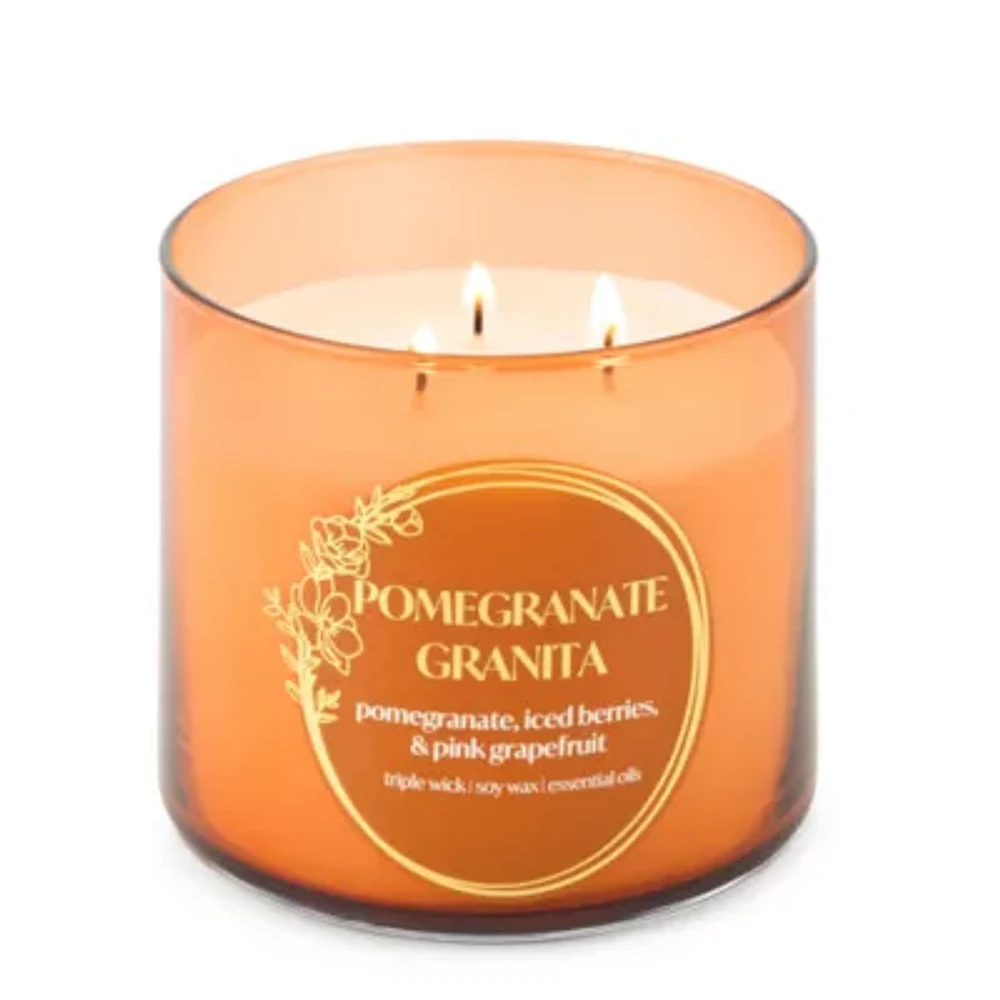 Distant Lands 14oz Pomegranate Granita Solid 3-Wick Scented Jar Candle