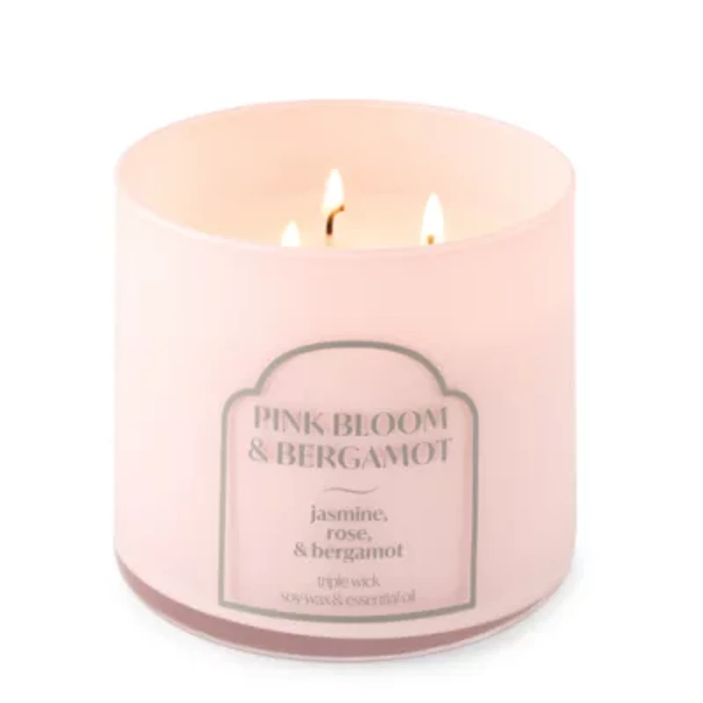 Distant Lands 14oz Pink Bloom & Bergamot 3-Wick Scented Jar Candle