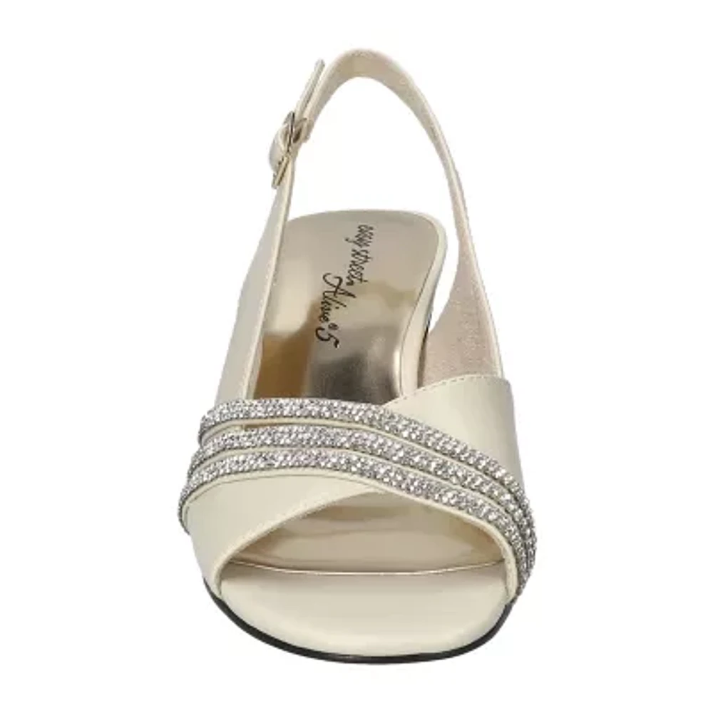 Easy Street Teton Womens Round Open Toe Stiletto Heel Pumps