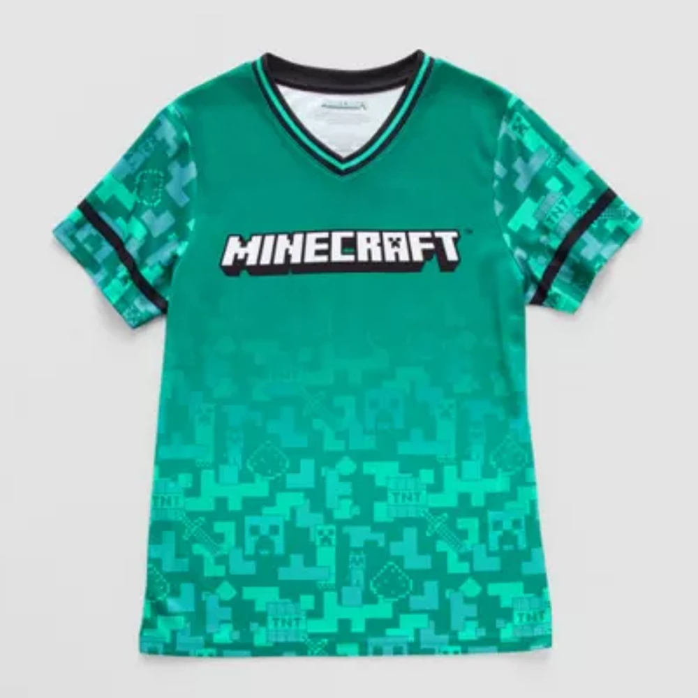 Little & Big Kid Boys V Neck Minecraft Short Sleeve Jersey