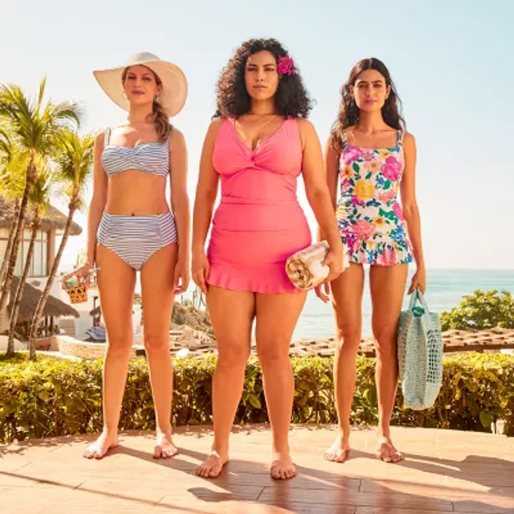 Liz Claiborne Womens Comfort Waistband Floral Swim Skirt