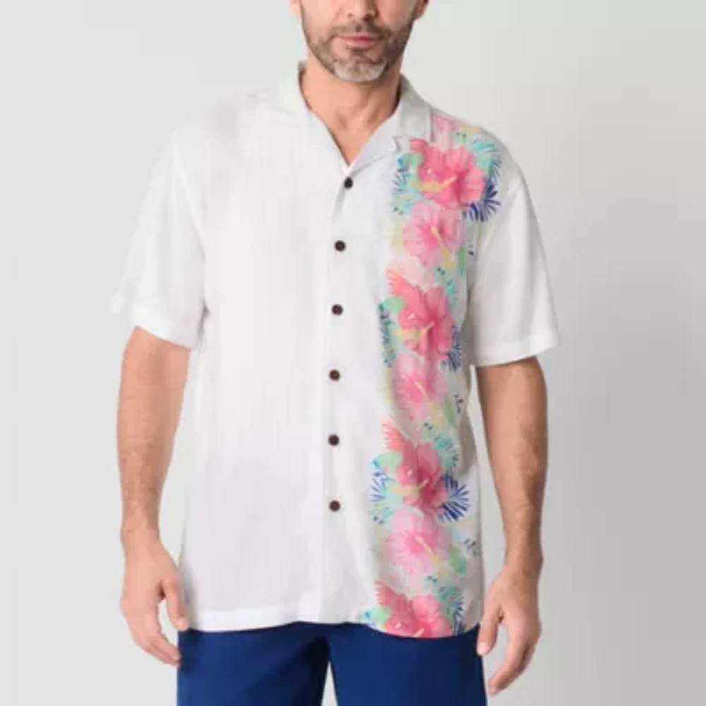 St. John's Bay Dexterity Mens Easy-on + Easy-off Short Sleeve Adaptive Camp Shirt