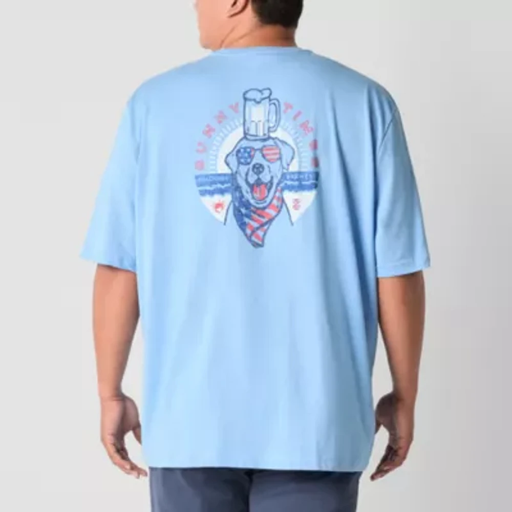 IZOD Saltwater Mens Crew Neck Short Sleeve Classic Fit Big and Tall Graphic T-Shirt