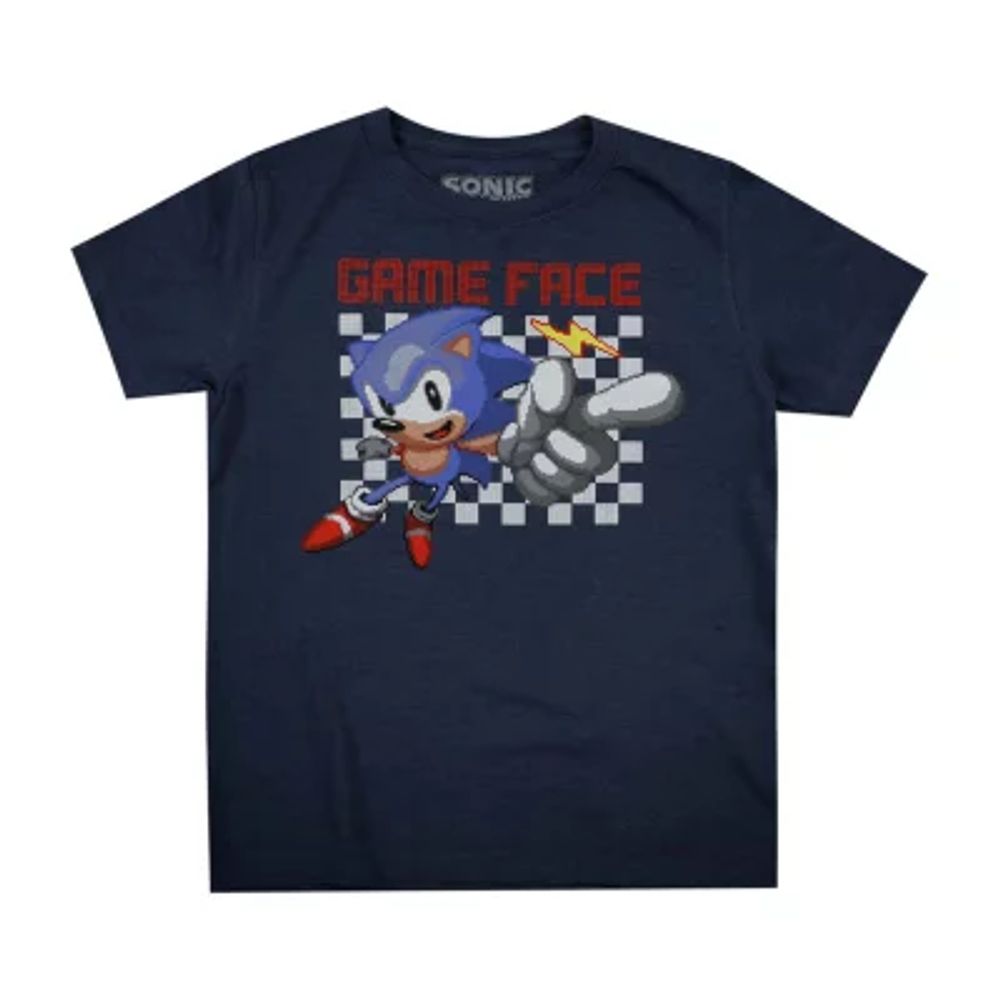 Little & Big Kid Boys Crew Neck Short Sleeve Regular Fit Sonic the Hedgehog Graphic T-Shirt