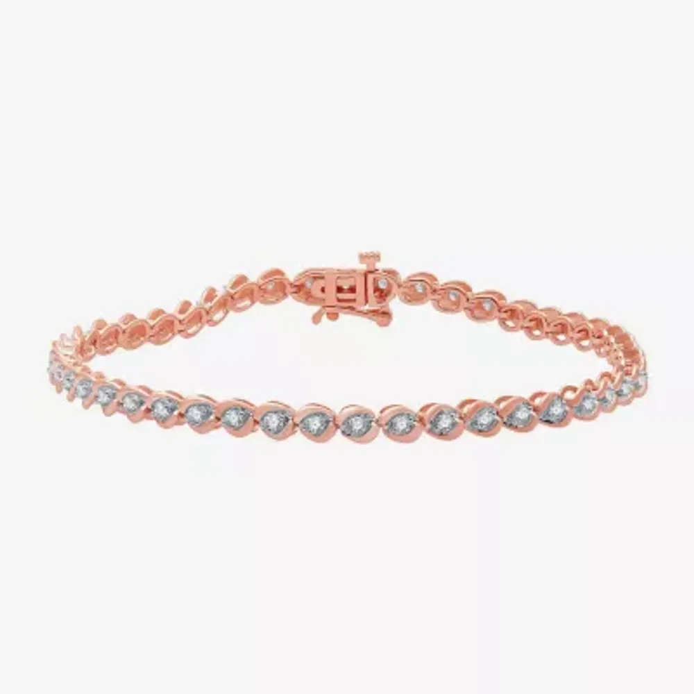Womens 1 CT. T.W. Natural White Diamond 10K Rose Gold 7.5 Inch Tennis Bracelet