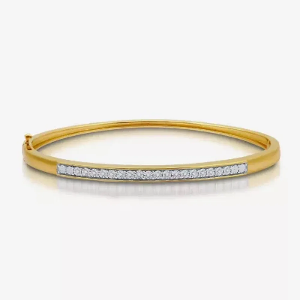 Womens 1/10 CT. T.W. Natural White Diamond 14K Gold Over Silver Bangle Bracelet