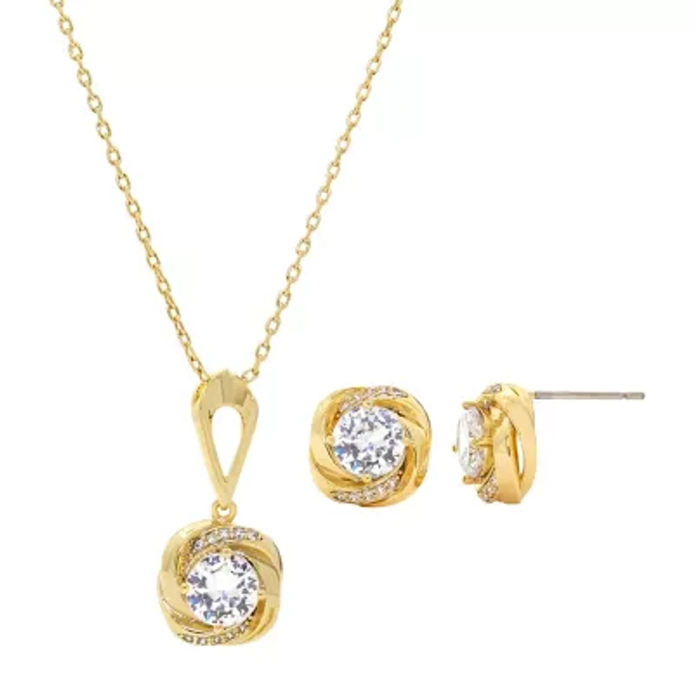 Sparkle Allure Womens Cubic Zirconia 14K Gold Over Brass Knot 2-pc. Jewelry Set