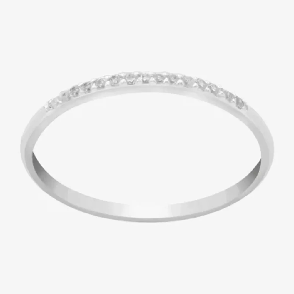 Itsy Bitsy Womens Cubic Zirconia Sterling Silver Hypoallergenic Delicate Band
