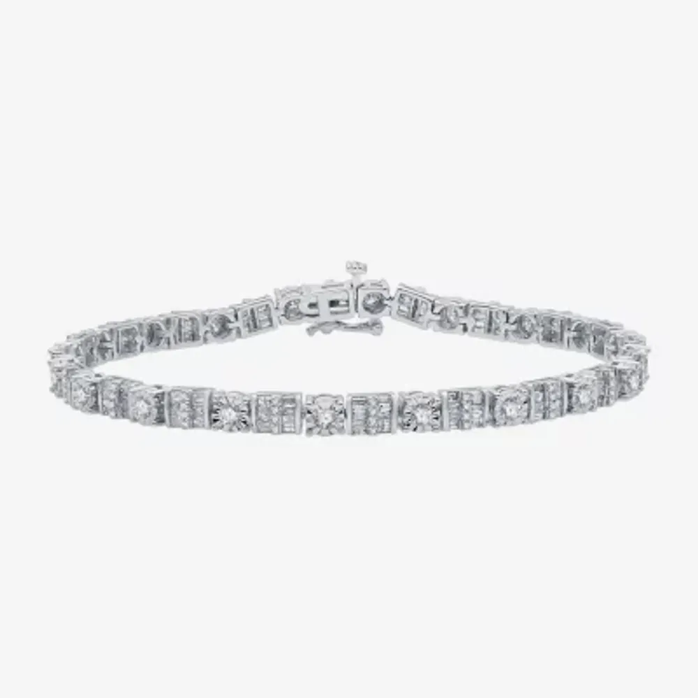 Womens CT. T.W. Natural White Diamond 10K White Gold 7.5 Inch Tennis Bracelet