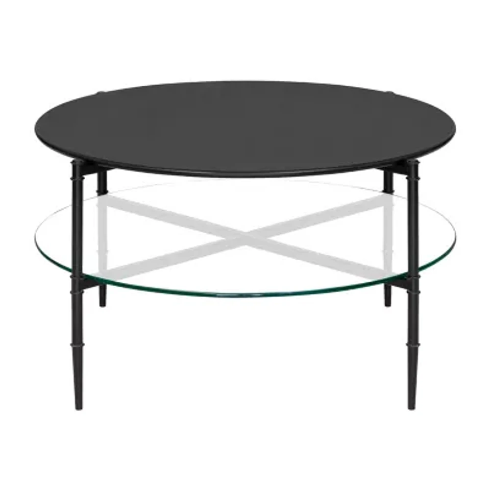 Martha Stewart Caroline Glass Top Storage Glass Coffee Table