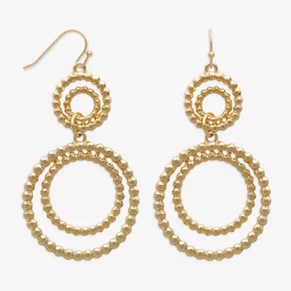 Bold Elements Gold Tone Womens Stainless Steel Drop Earrings