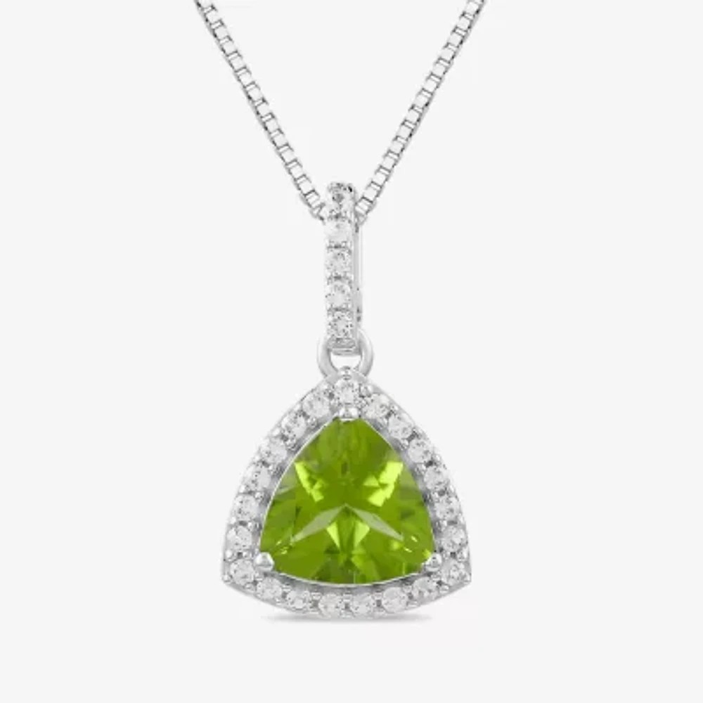 Womens Genuine Green Peridot Sterling Silver 18 Inch Pendant Necklace