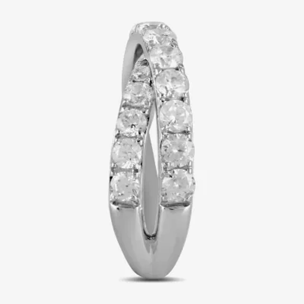 Womens 2 CT. T.W. Lab Grown White Diamond Sterling Silver Crossover Band