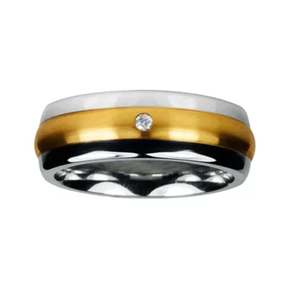 Mens 8mm Cobalt with 10K Yellow Gold Inlay Wedding Band