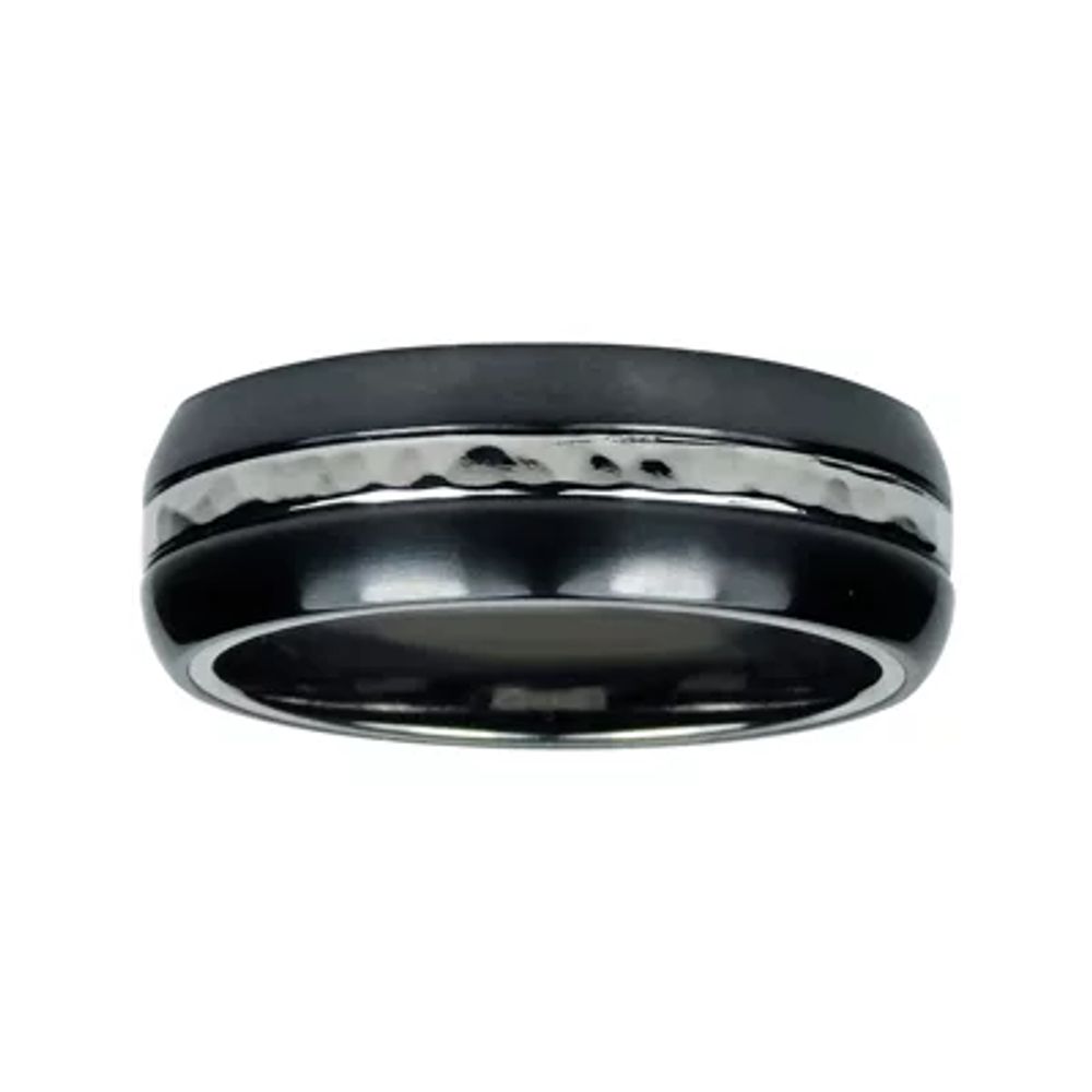 Mens 8mm Two-Tone Titanium Wedding Band