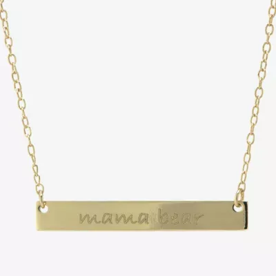 Silver Treasures Mama Bear Womens 14K Gold Over Silver Bar 16 Inch Pendant Necklace