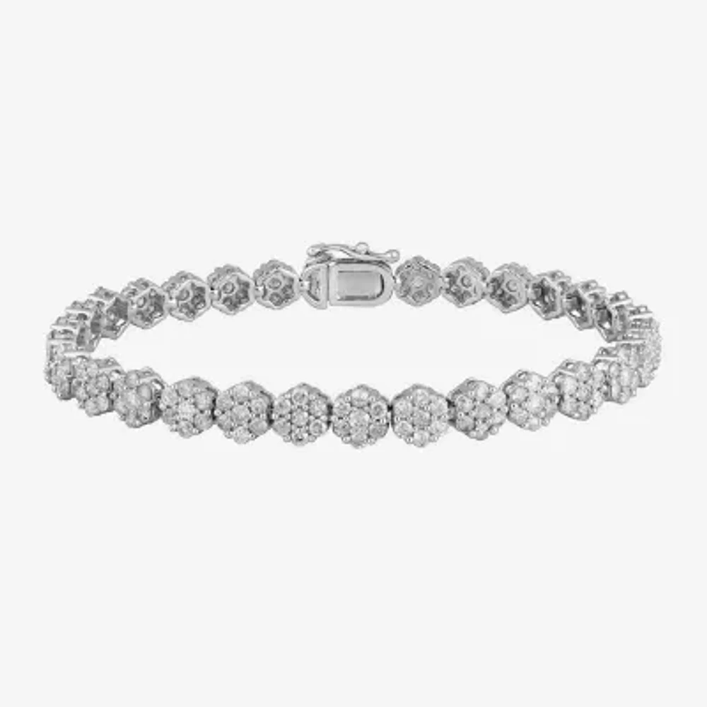 Diamond Blossom 5 CT.T.W. Natural Diamond 14K White Gold Tennis Bracelet