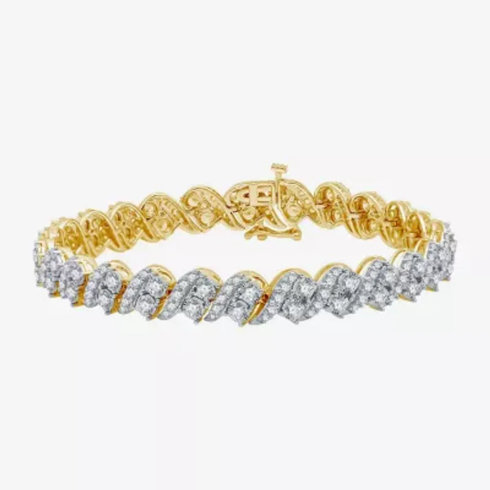 (H-I / I1) Womens 5 CT. T.W. Lab Grown White Diamond 10K Gold 7.5 Inch Tennis Bracelet