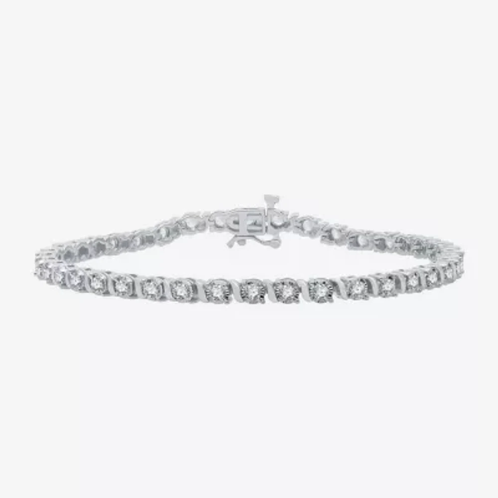 Womens 2 CT. T.W. Natural White Diamond 10K White Gold 7.5 Inch Tennis Bracelet