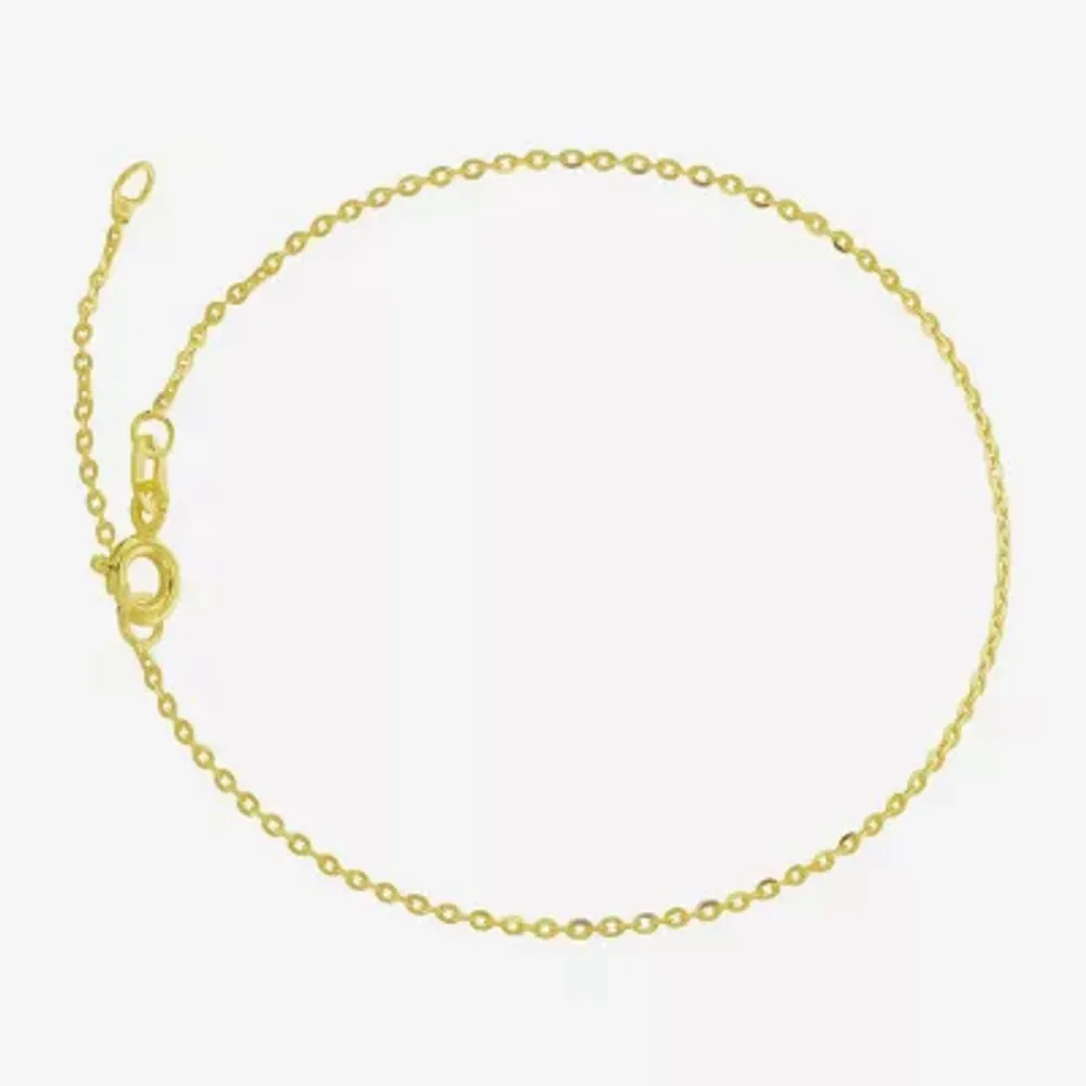 Womens 10K Gold 9 Inch Solid Rope Ankle Bracelet