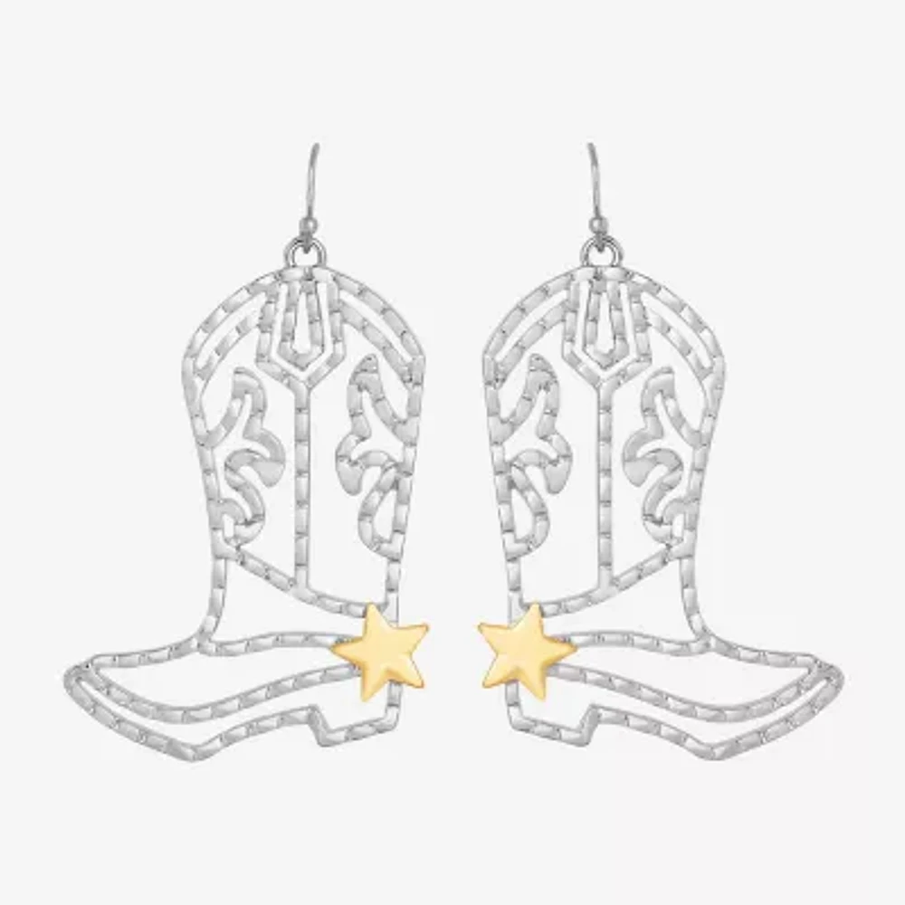 JS Jessica Simpson Gold Tone Boot Womens Drop Earrings