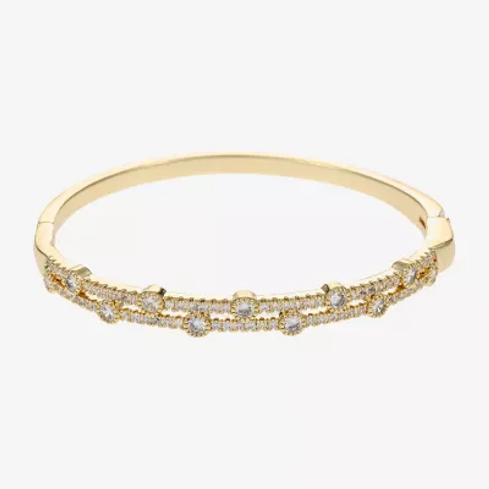 Sparkle Allure Womens Cubic Zirconia 14K Gold Over Brass Round Bangle Bracelet