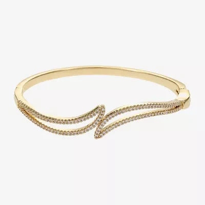 Sparkle Allure Womens Cubic Zirconia 14K Gold Over Brass Bangle Bracelet