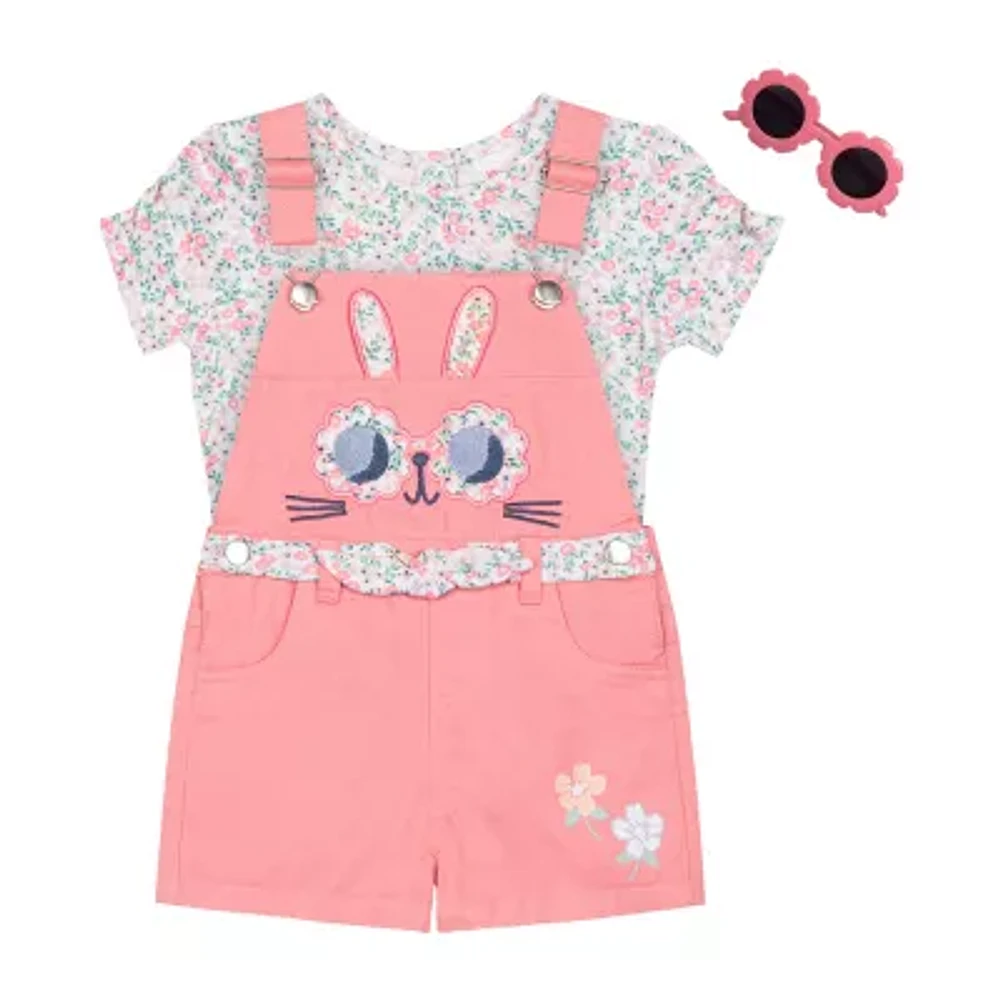 Little Lass Toddler Girls 3-pc. Shortall Set