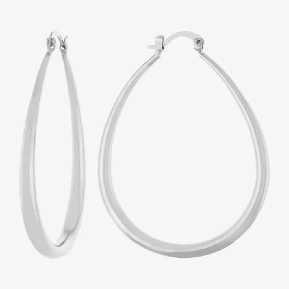 Silver Reflections Pure Silver Over Brass Hoop Earrings